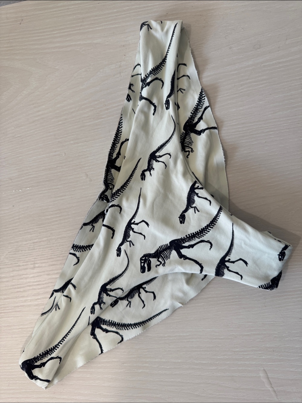 Boys + Arrows Kiki Primal White Bikini Bottom with Black Dinosaur Print